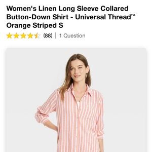 Universal Thread Orange and White Striped Button-Down Shirt
